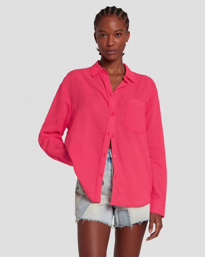 Voile Button Up Shirt In Geranium