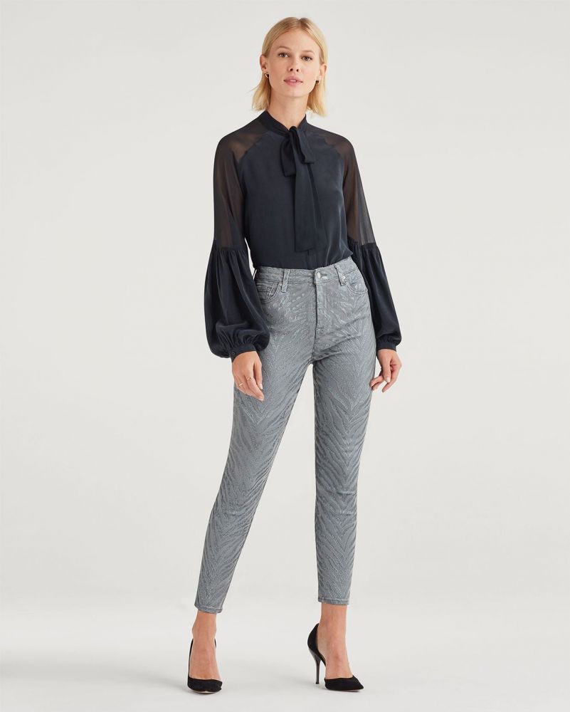 HW Ankle Skinny In Metalic Zebra