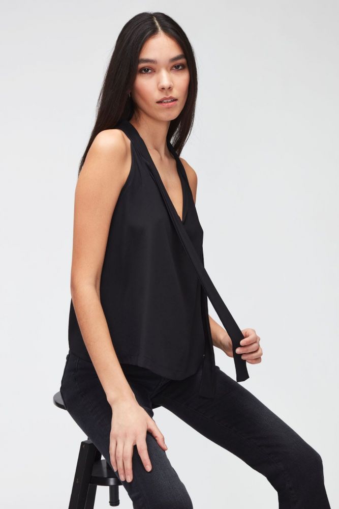 Hulter Neck Top Acetate Silk Black
