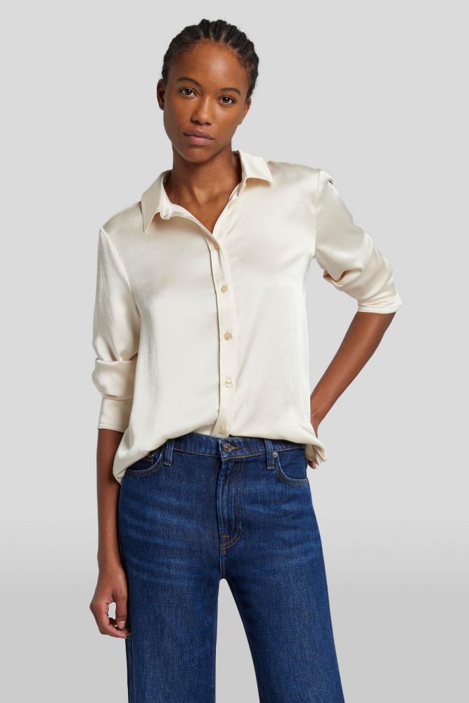 Satin Shirt Poly Satin White