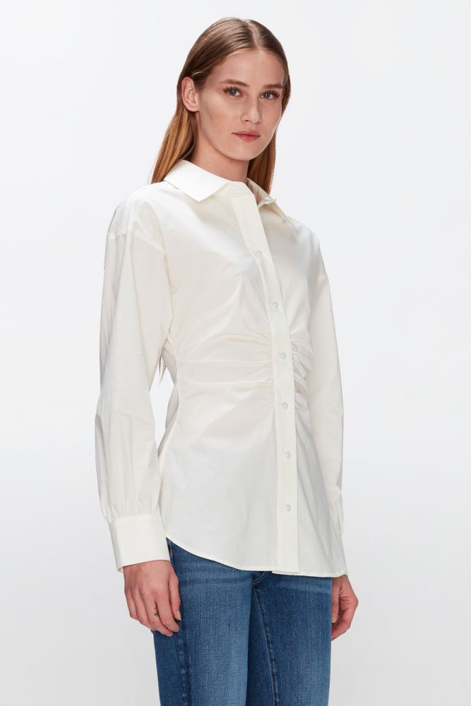 Poplin Cinched Waist Shirt Cotton Antique