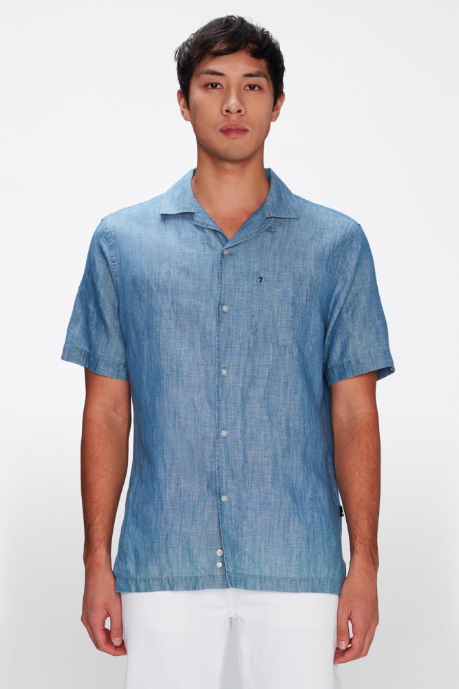Short Sleeve Shirt Chambra y Cotton Linen Indigo