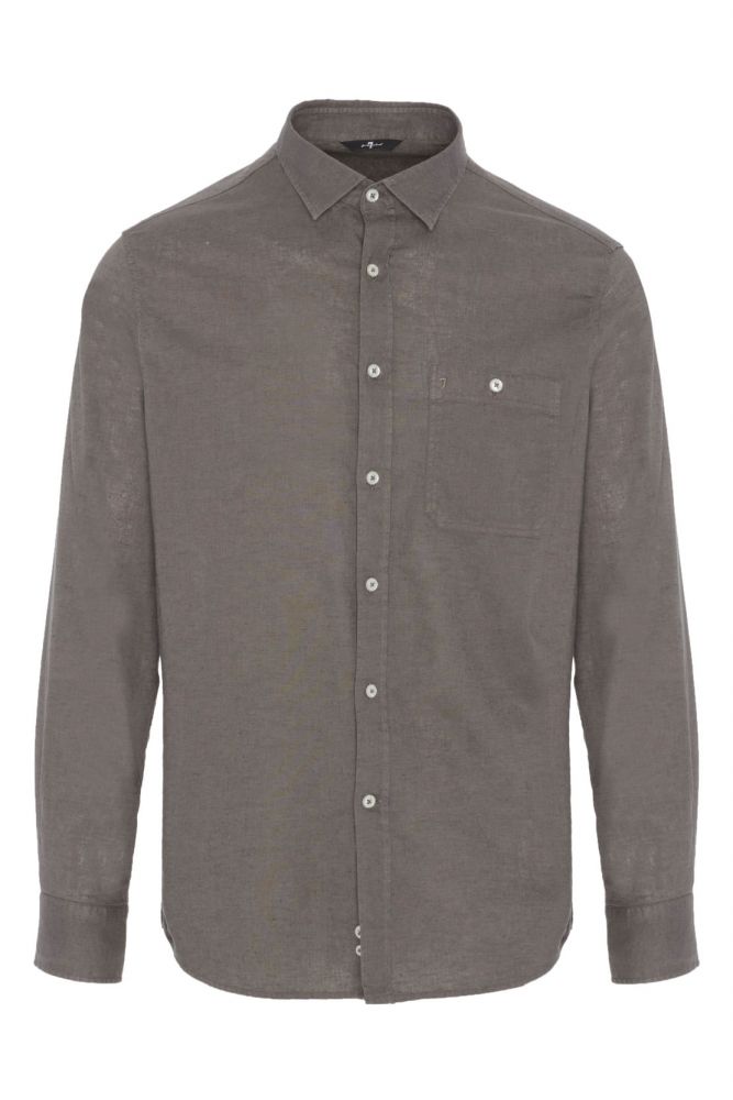 One Pocket Shirt Cotton Linen Iron Gate Grey
