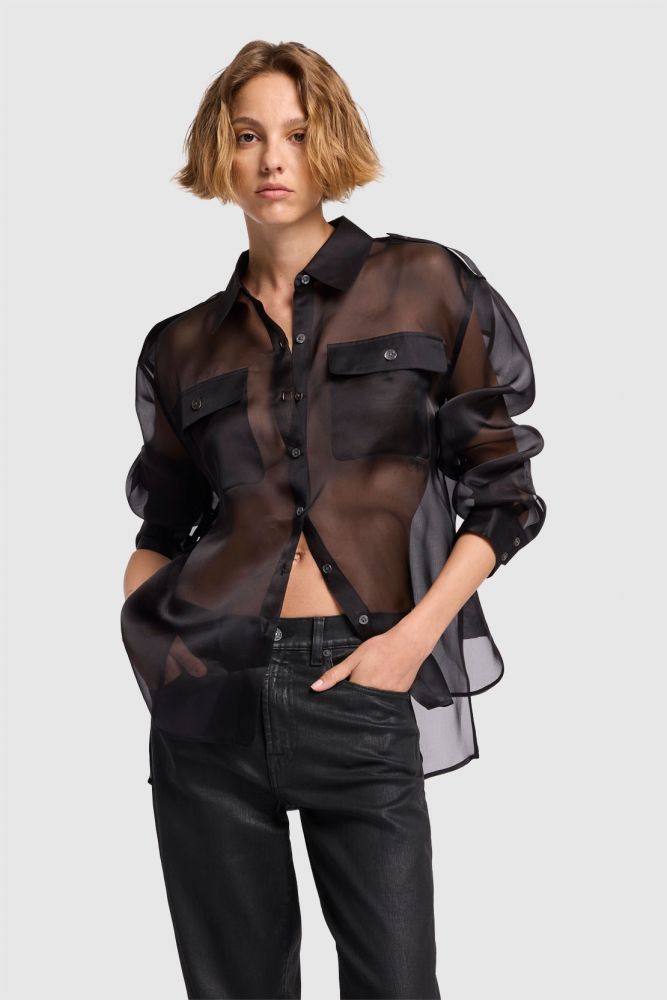 LS Sheer Pocket Shirt Organza
